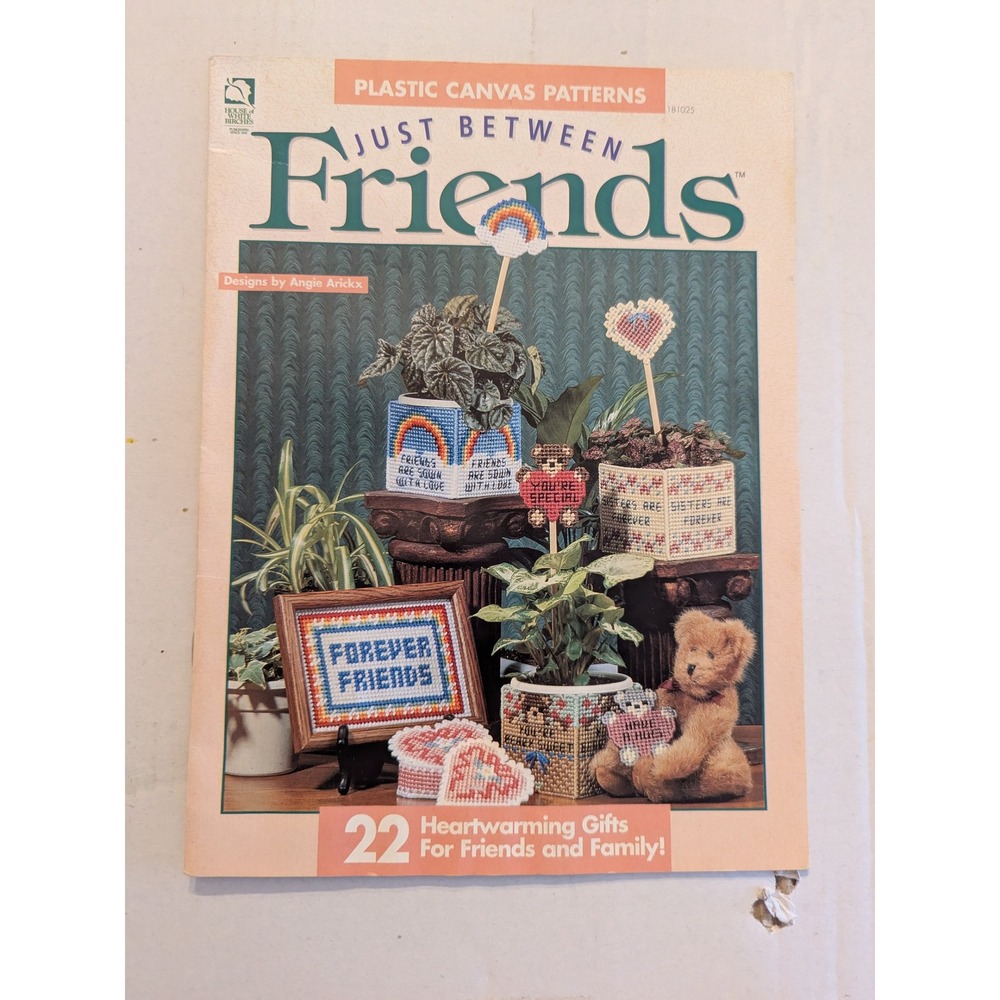 Vtg 1996 Just Between Friends Plastic Canvas Patterns Book Angie‎ Brickx